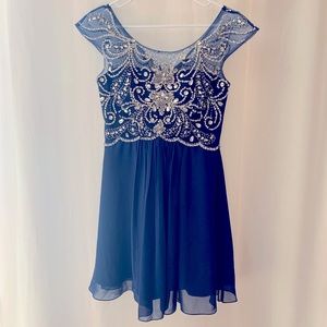 Jewel & Chiffon Cap Sleeve Dress